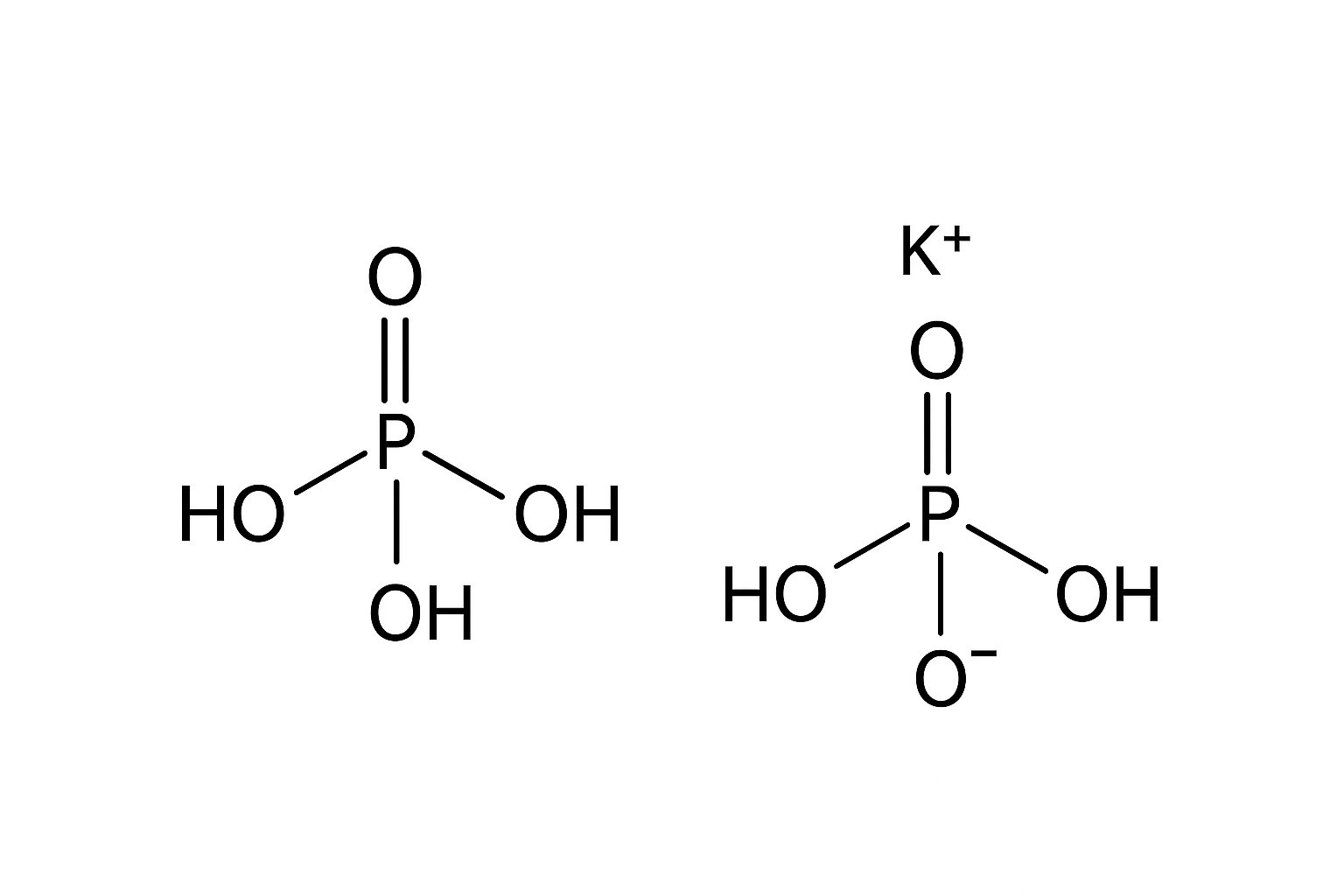 Potassium Acid Phosphate Structural Formula Diagram