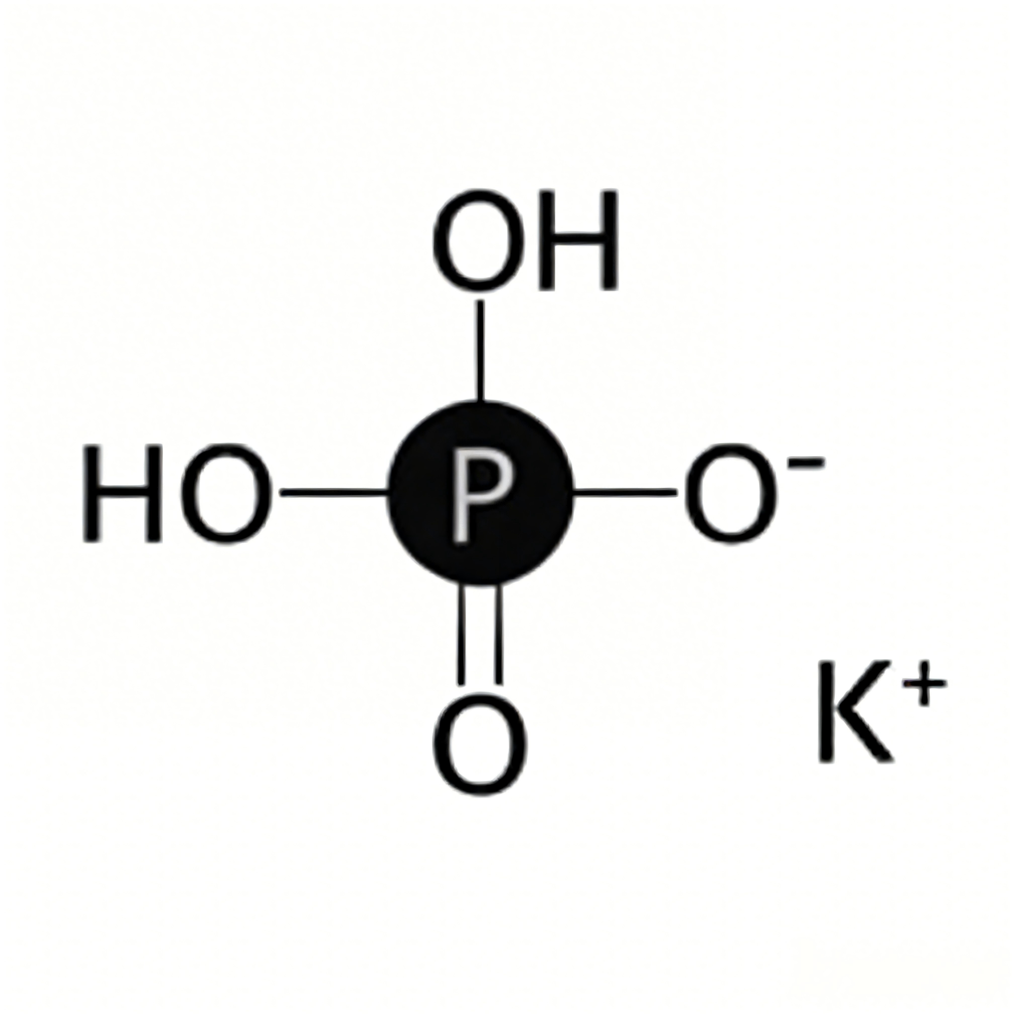 Potassium dihydrogen phosphate (MKP) structural formula
